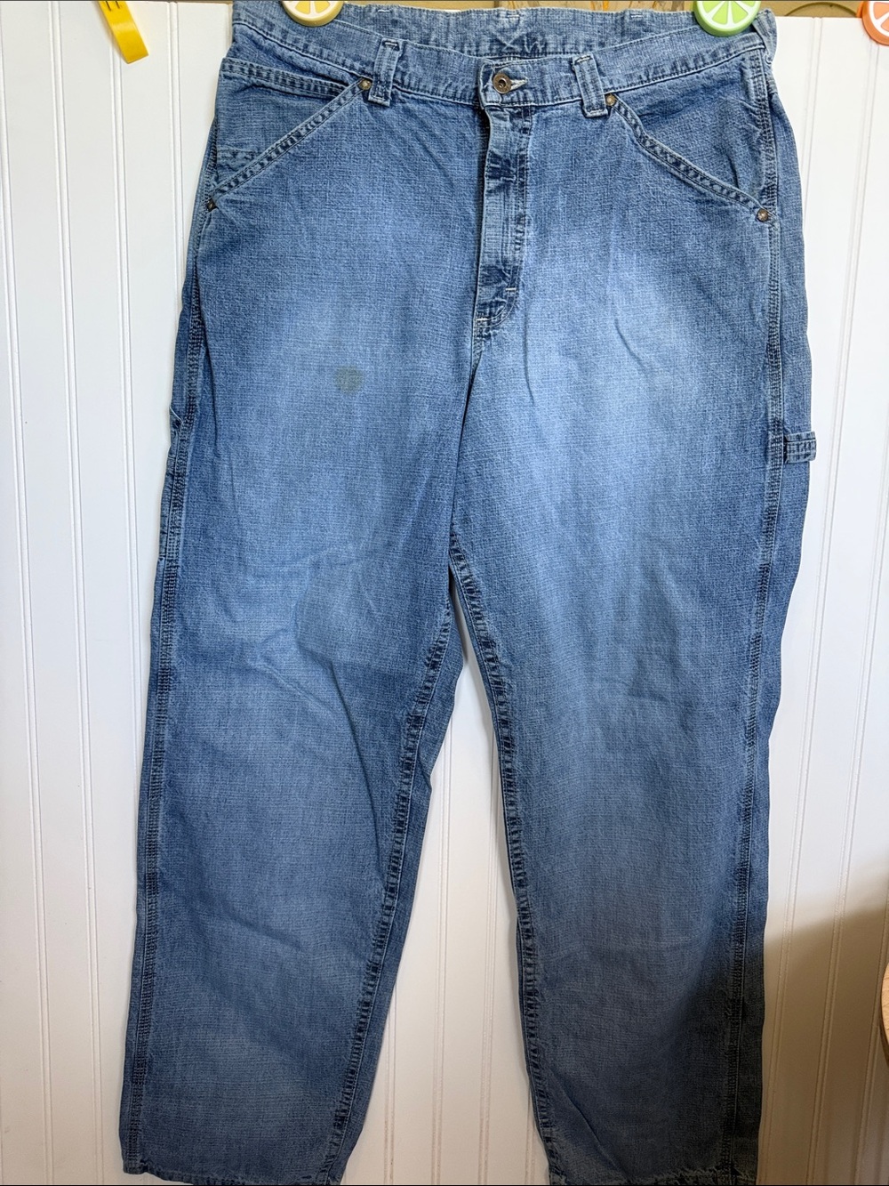 Lee vintage Dungarees Men's Relaxed Light Blue Denim Jeans 36x34 cargo